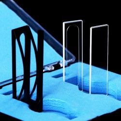 Quartz Demountable Cuvette with Holder, 0.5mm Pathlength, 150 uL, Glued, QG24010-2