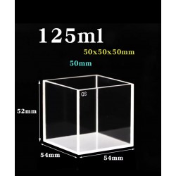 Quartz Tank, Large Cubic Cuvette, No Lid, 50mm Pathlength, 125 mL, Fused, QG24100-4