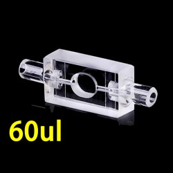 Quartz Special Cuvette, Flow Through, 2mm Pathlength, 60 uL, Glued, QG24320-2